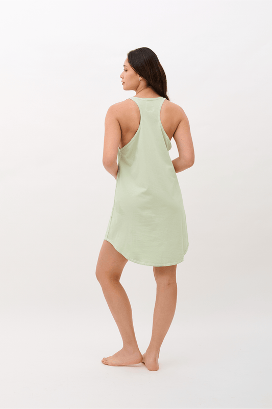 Alessia Sleeveless Sleep dress & Nightgown, 100% Pima Organic Cotton - Light Sage