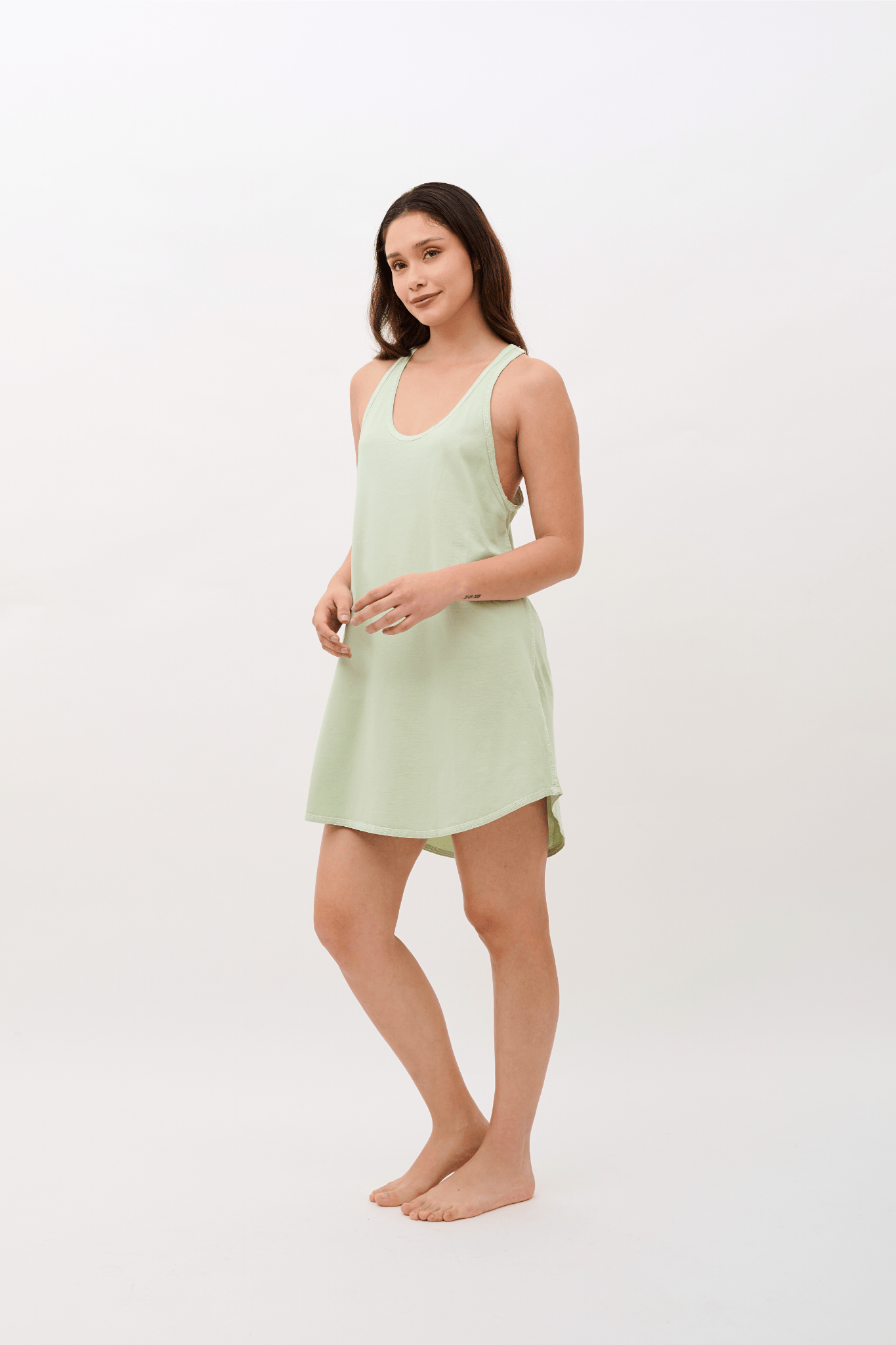 Alessia Sleeveless Sleep dress & Nightgown, 100% Pima Organic Cotton - Light Sage