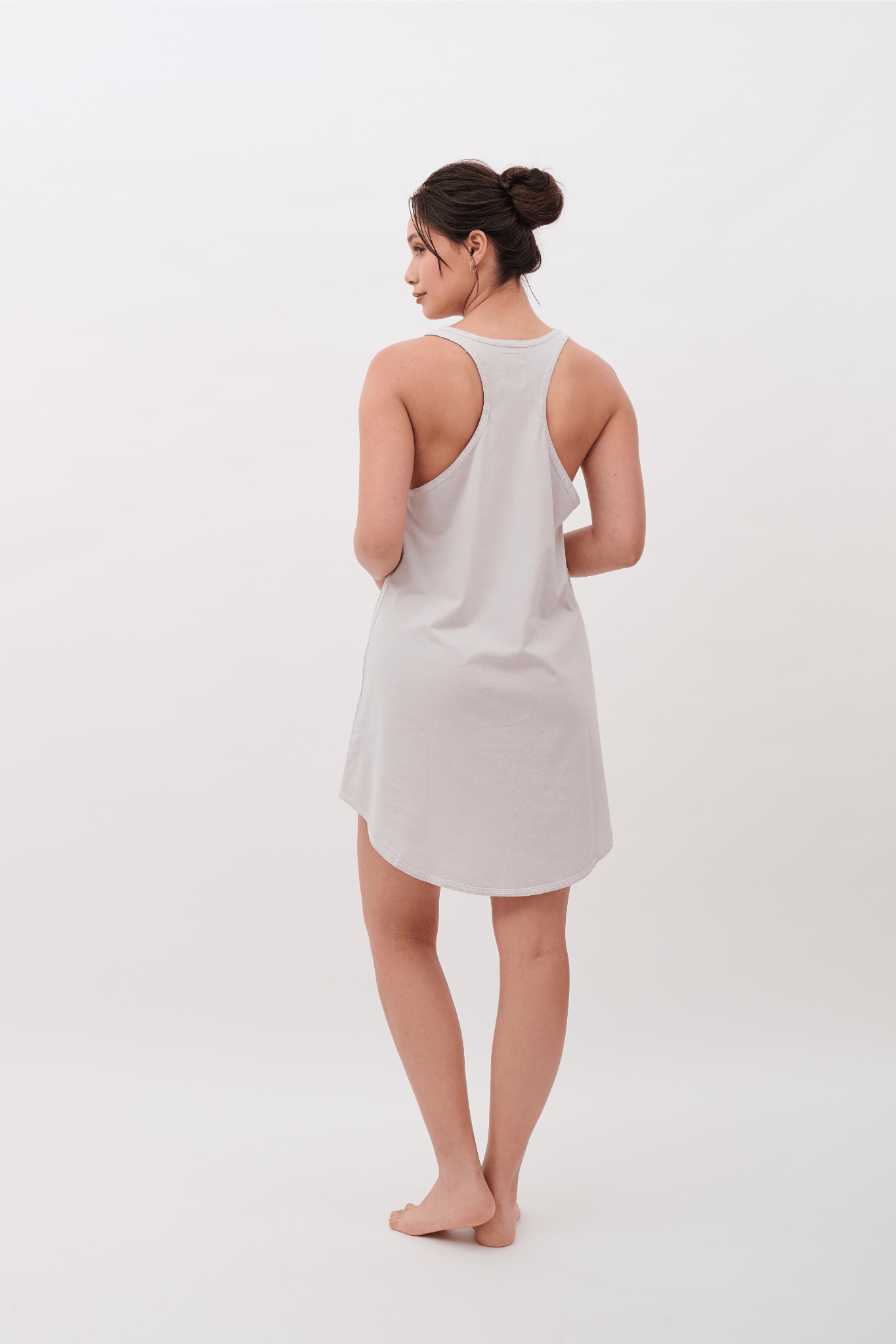 Alessia Sleeveless Sleep dress & Nightgown, 100% Pima Organic Cotton - Light Gray