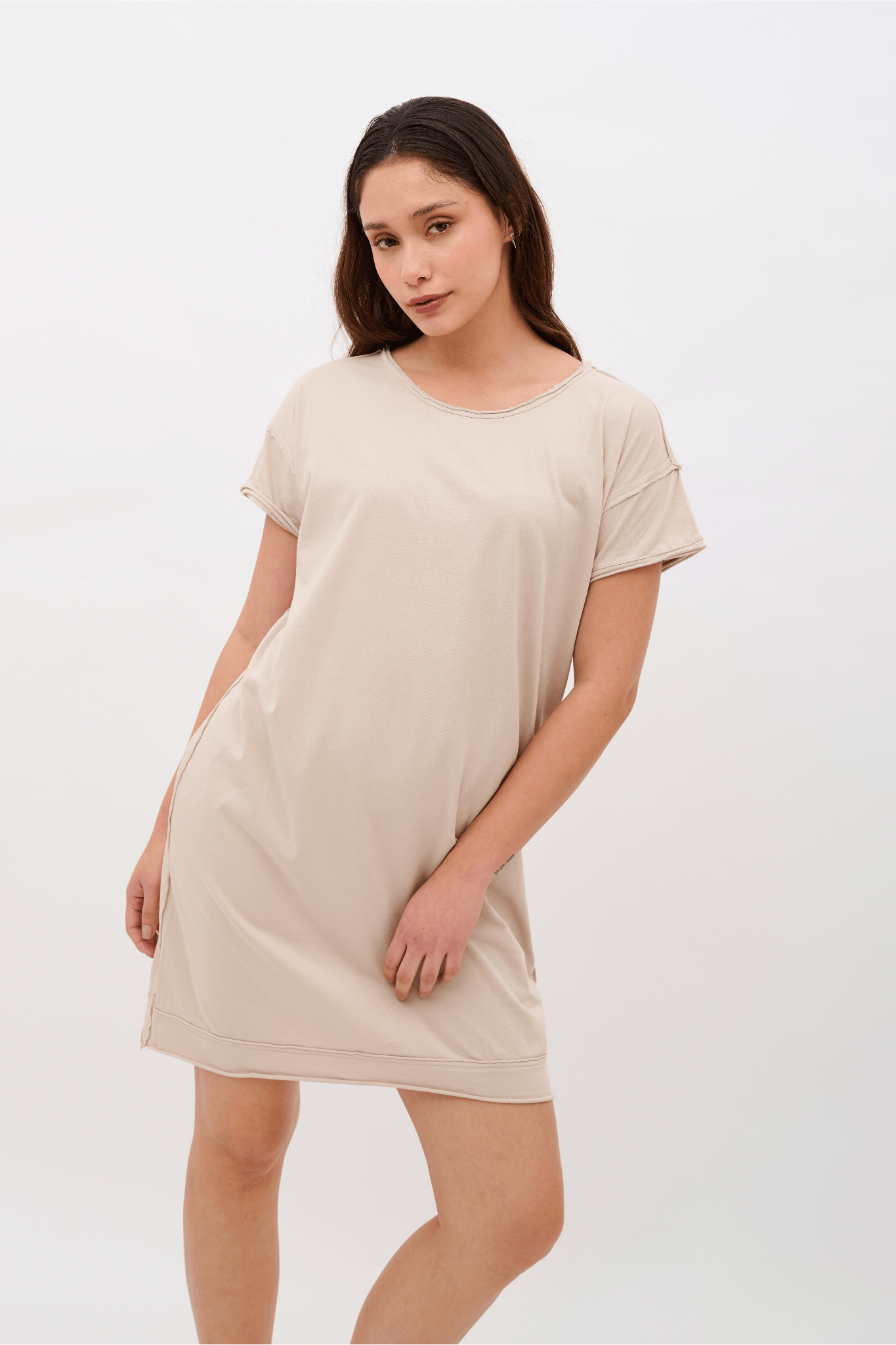 Camila 100% Organic Pima Cotton Nightgown & Sleep Dress - Sand