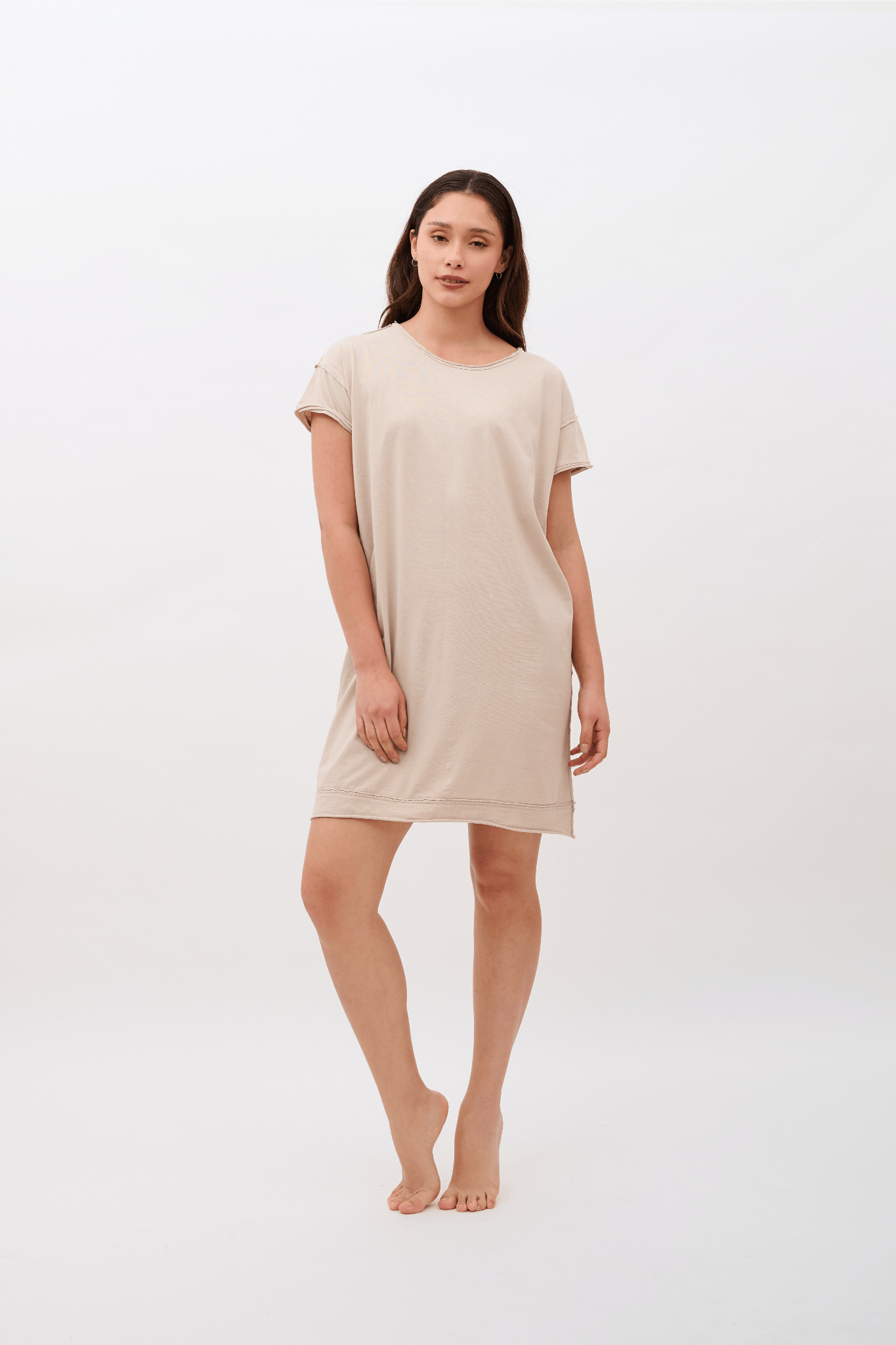 Camila 100% Organic Pima Cotton Nightgown & Sleep Dress - Sand