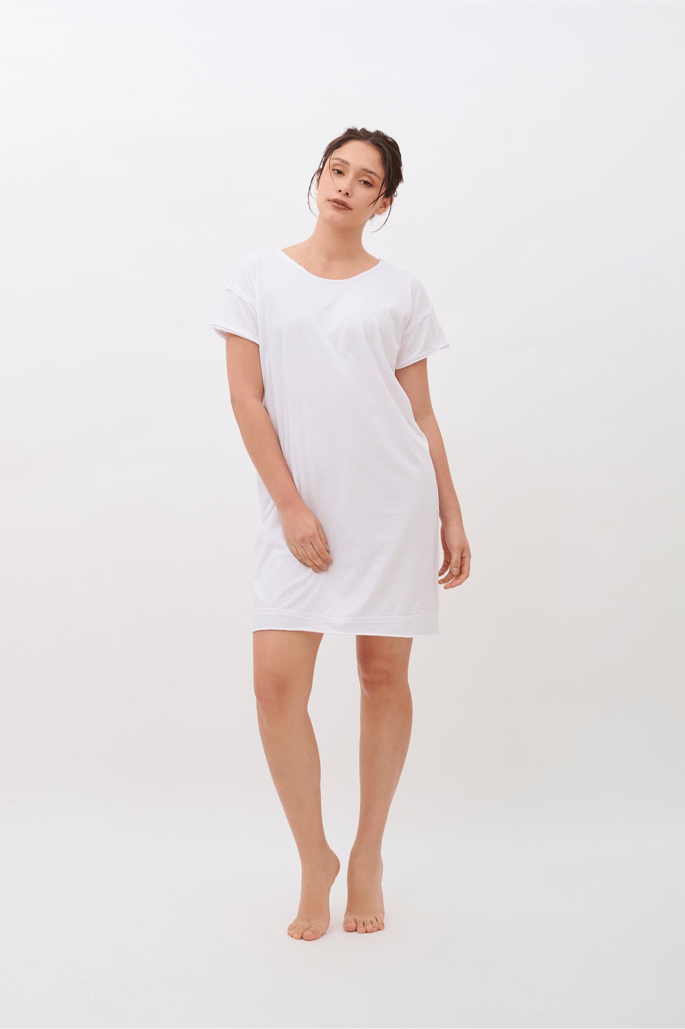 Camila 100% Organic Pima Cotton Nightgown & Sleep Dress - White