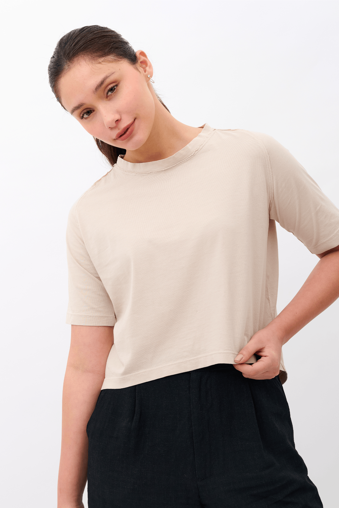 Elena T-shirt 100% Organic Pima Cotton - Sand