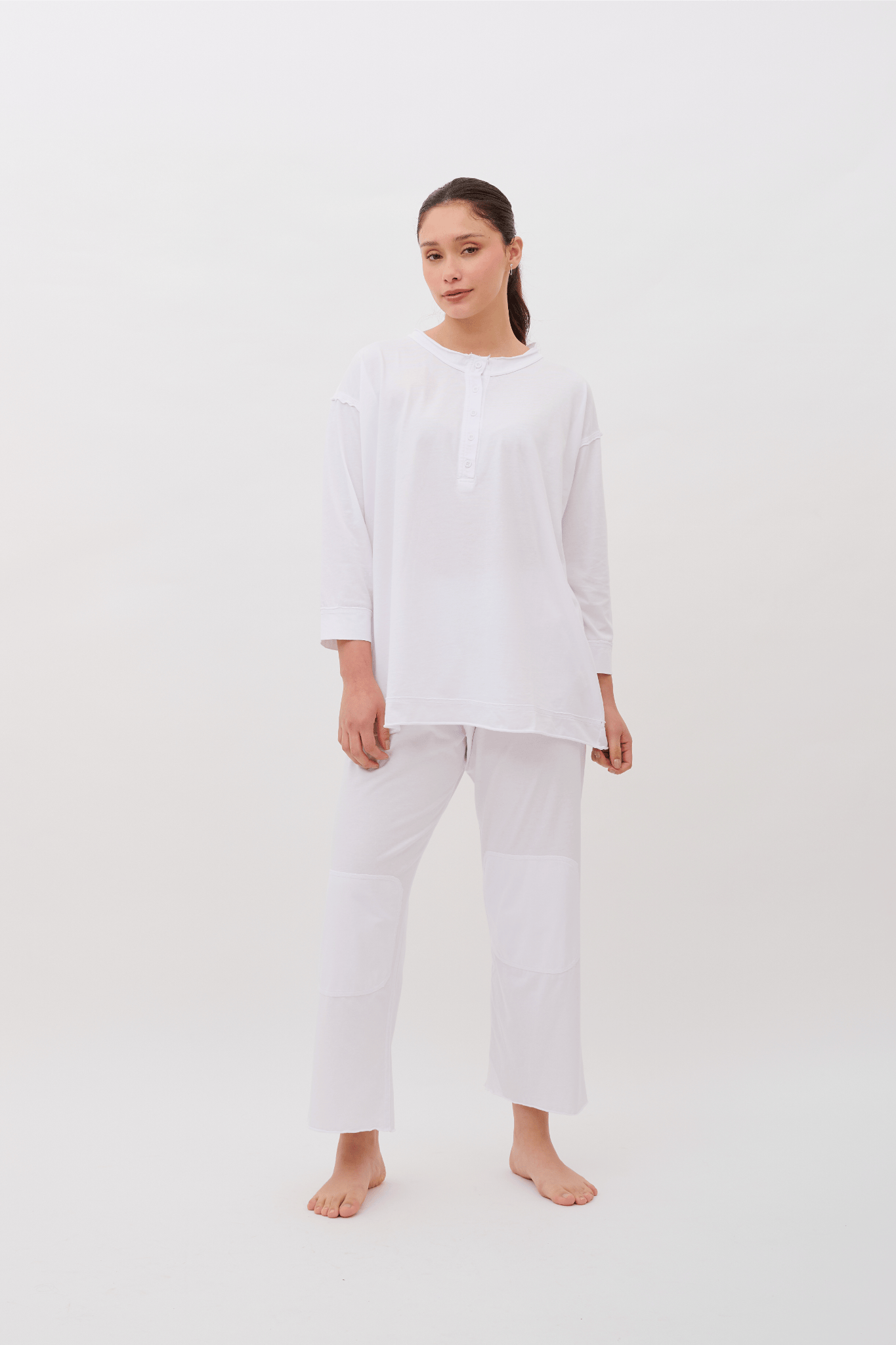 Emma Pajama Set, 100% Organic Pima Cotton - White