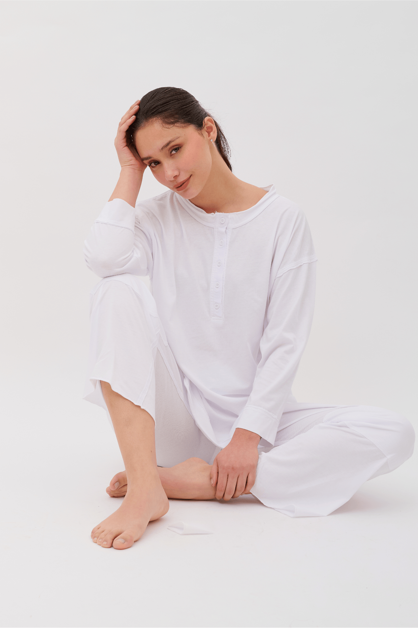 Emma Pajama Set, 100% Organic Pima Cotton - White