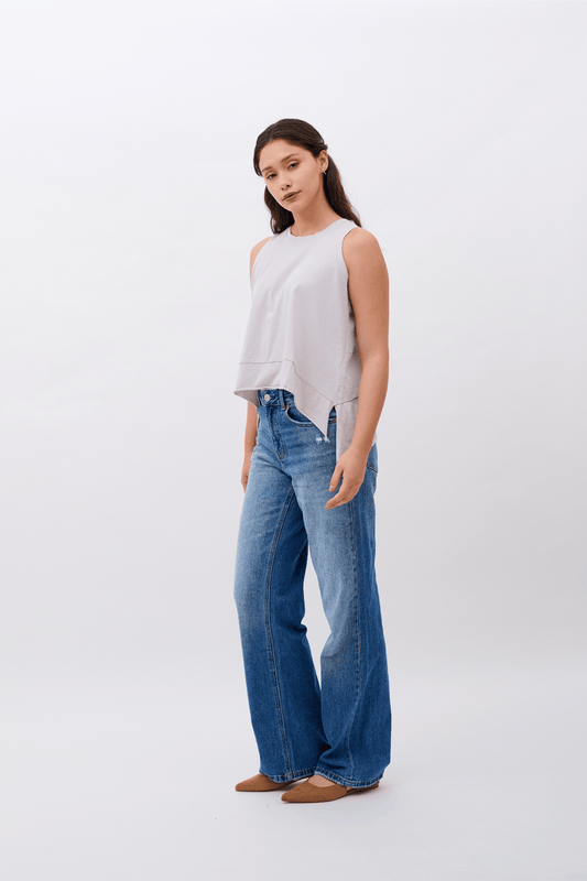 Mariana Tank Top 100% Organic Pima Cotton - Light Gray