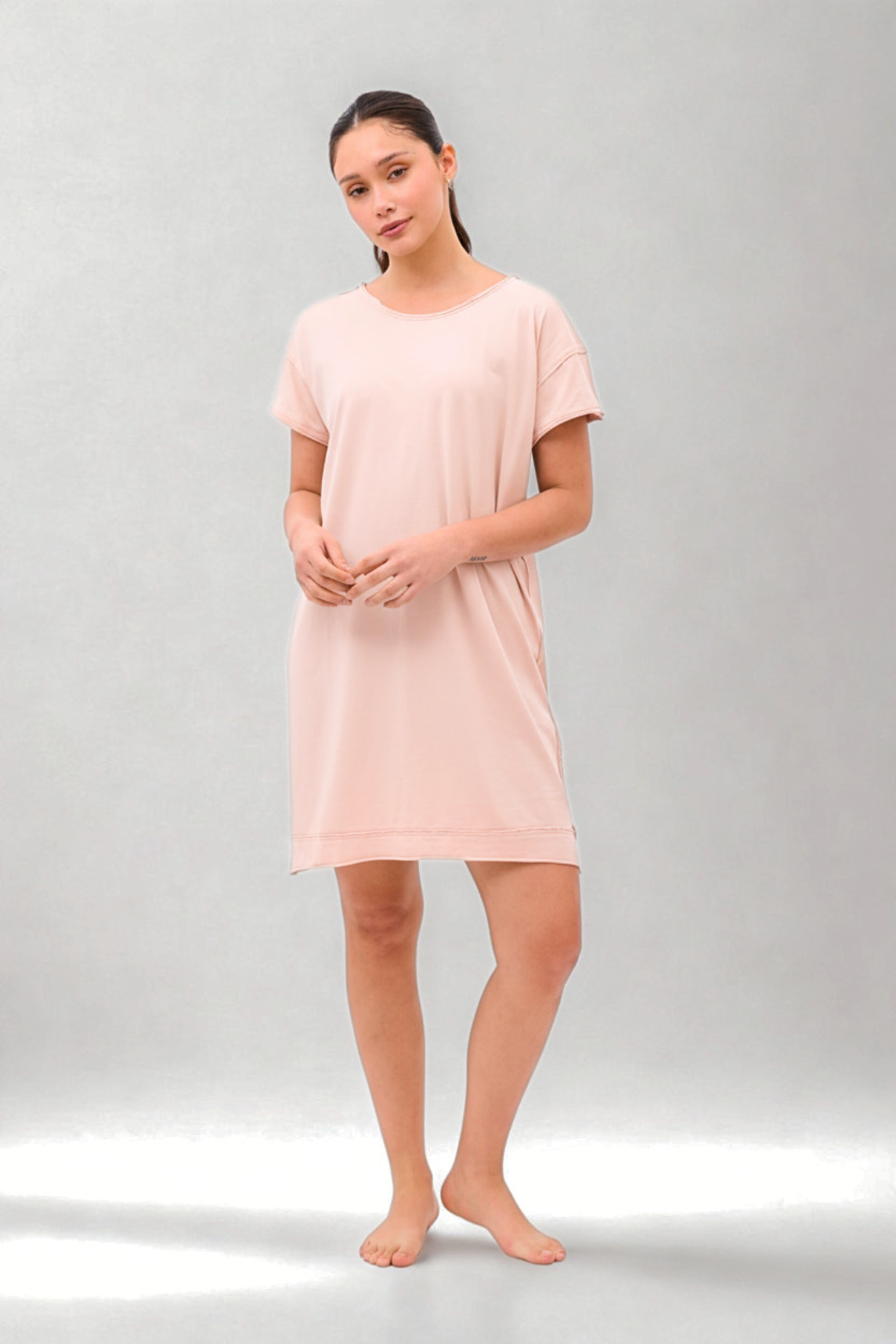 100 cotton sleep dress Camila 100% Organic Pima Nightgown & A handy locker loop junior smocked dress Color:Light Brown Black Off the Shoulder