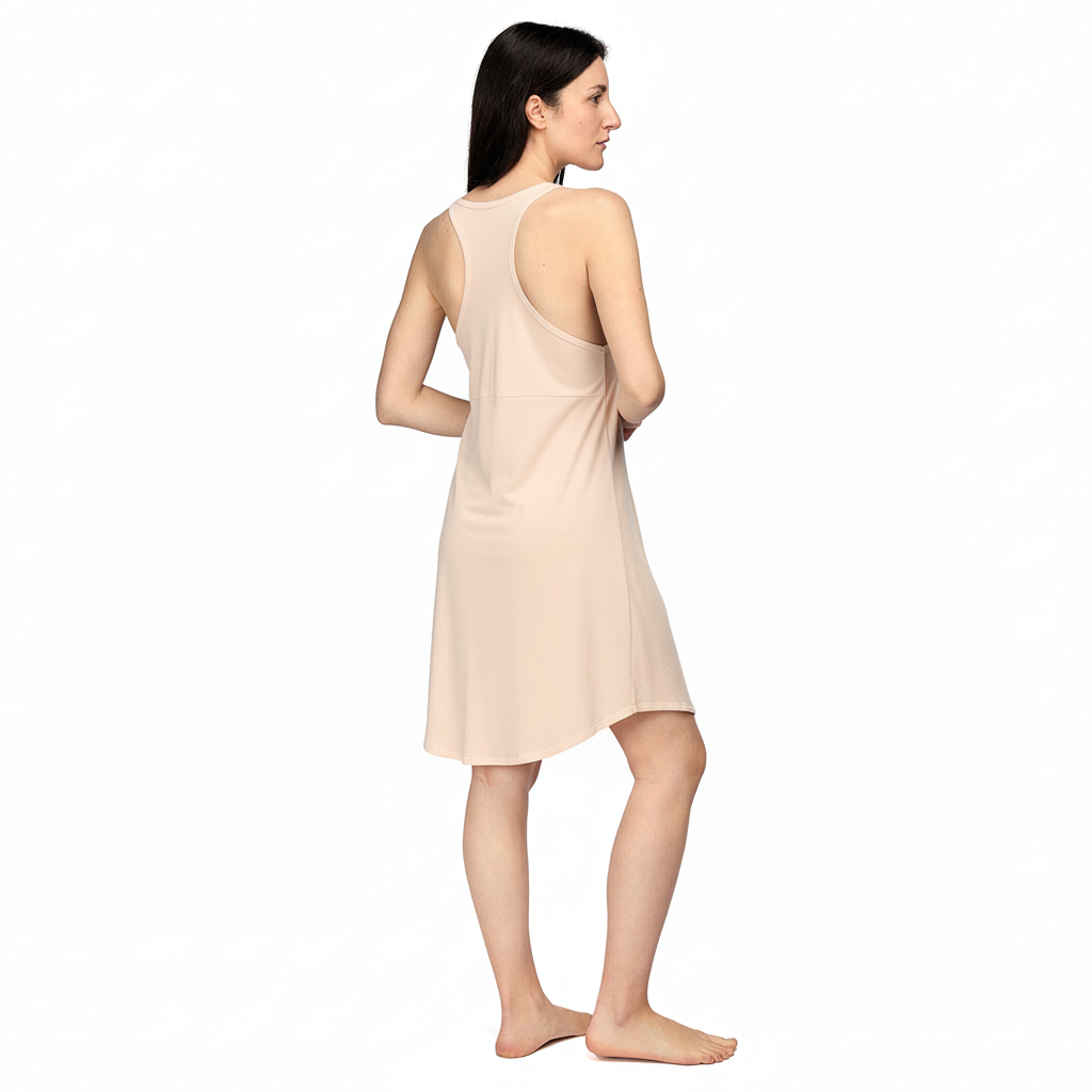 Alessia Sleeveless Sleep dress & Nightgown, 100% Pima Organic Cotton - Cloud Pink