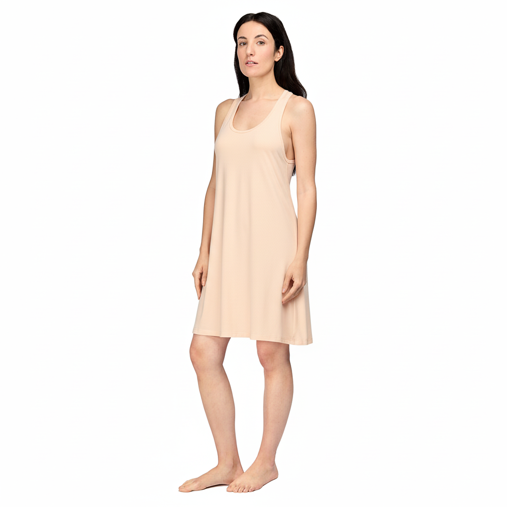 Alessia Sleeveless Sleep dress & Nightgown, 100% Pima Organic Cotton - Cloud Pink