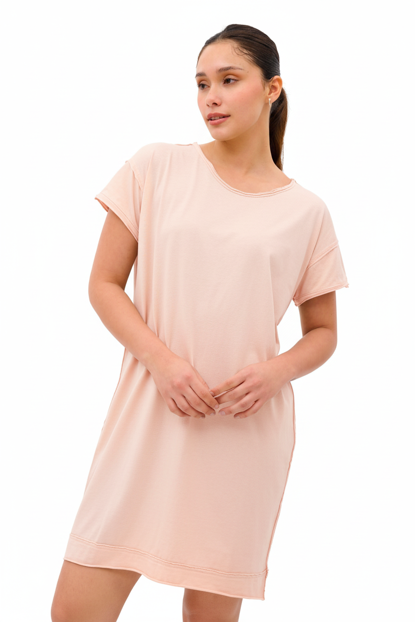 Camila 100% Organic Pima Cotton Nightgown & Sleep Dress - Cloud Pink