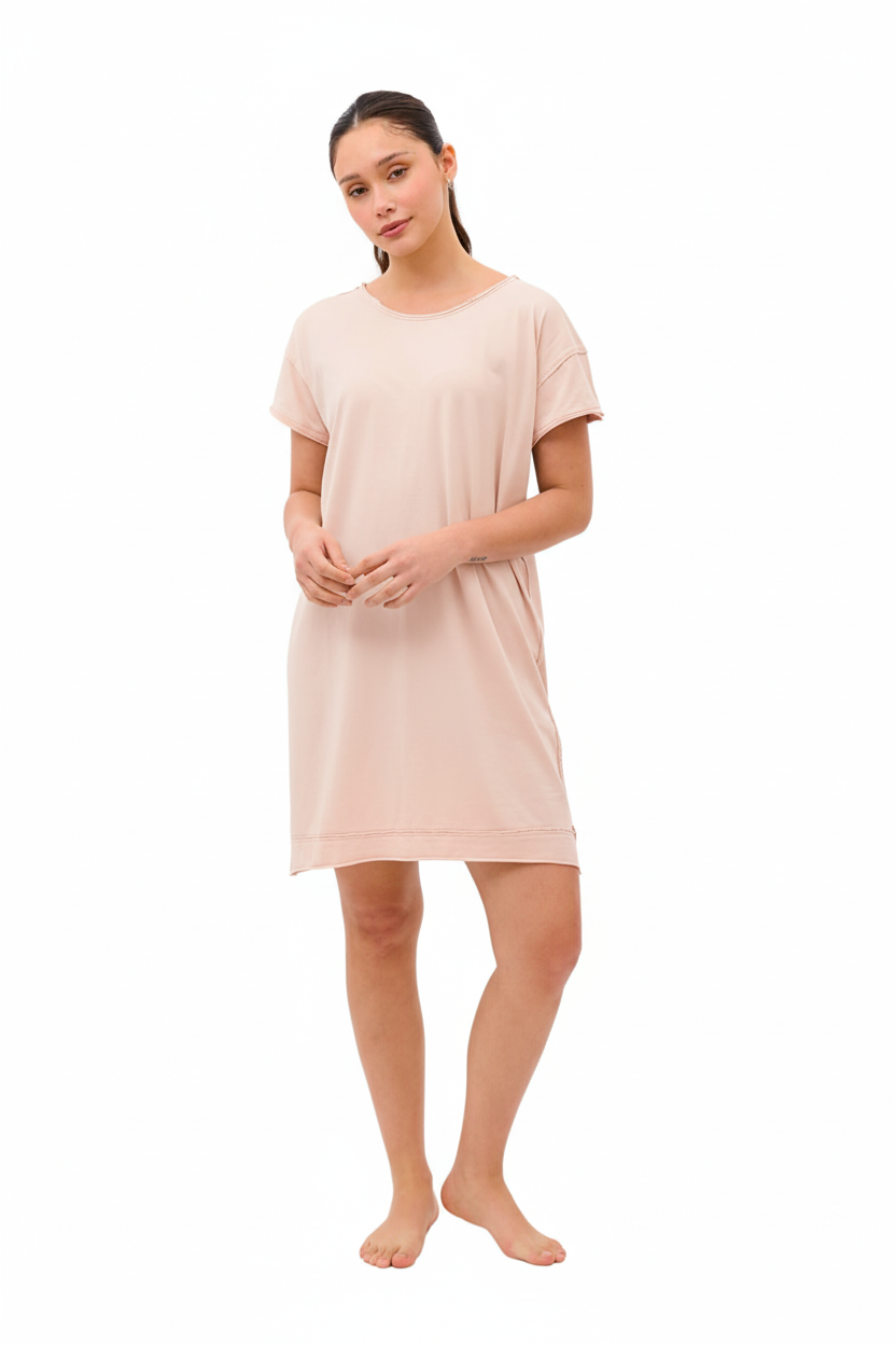 Camila 100% Organic Pima Cotton Nightgown & Sleep Dress - Cloud Pink