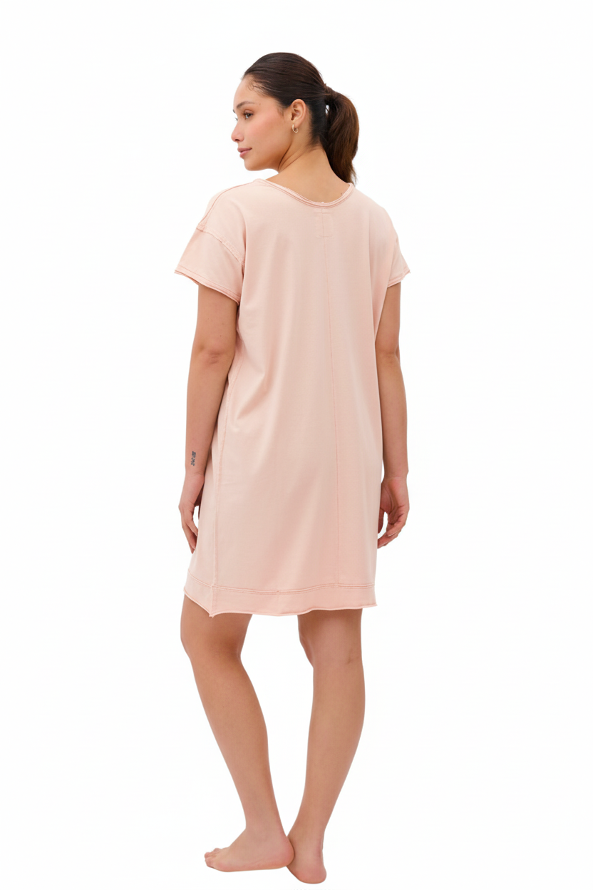Camila 100% Organic Pima Cotton Nightgown & Sleep Dress - Cloud Pink