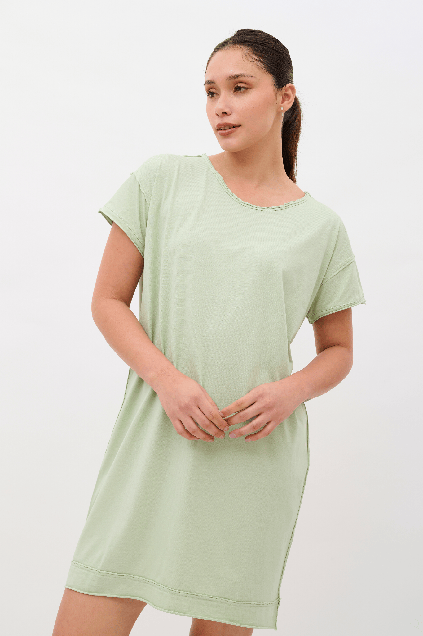 Camila 100% Organic Pima Cotton Nightgown & Sleep Dress - Light Sage