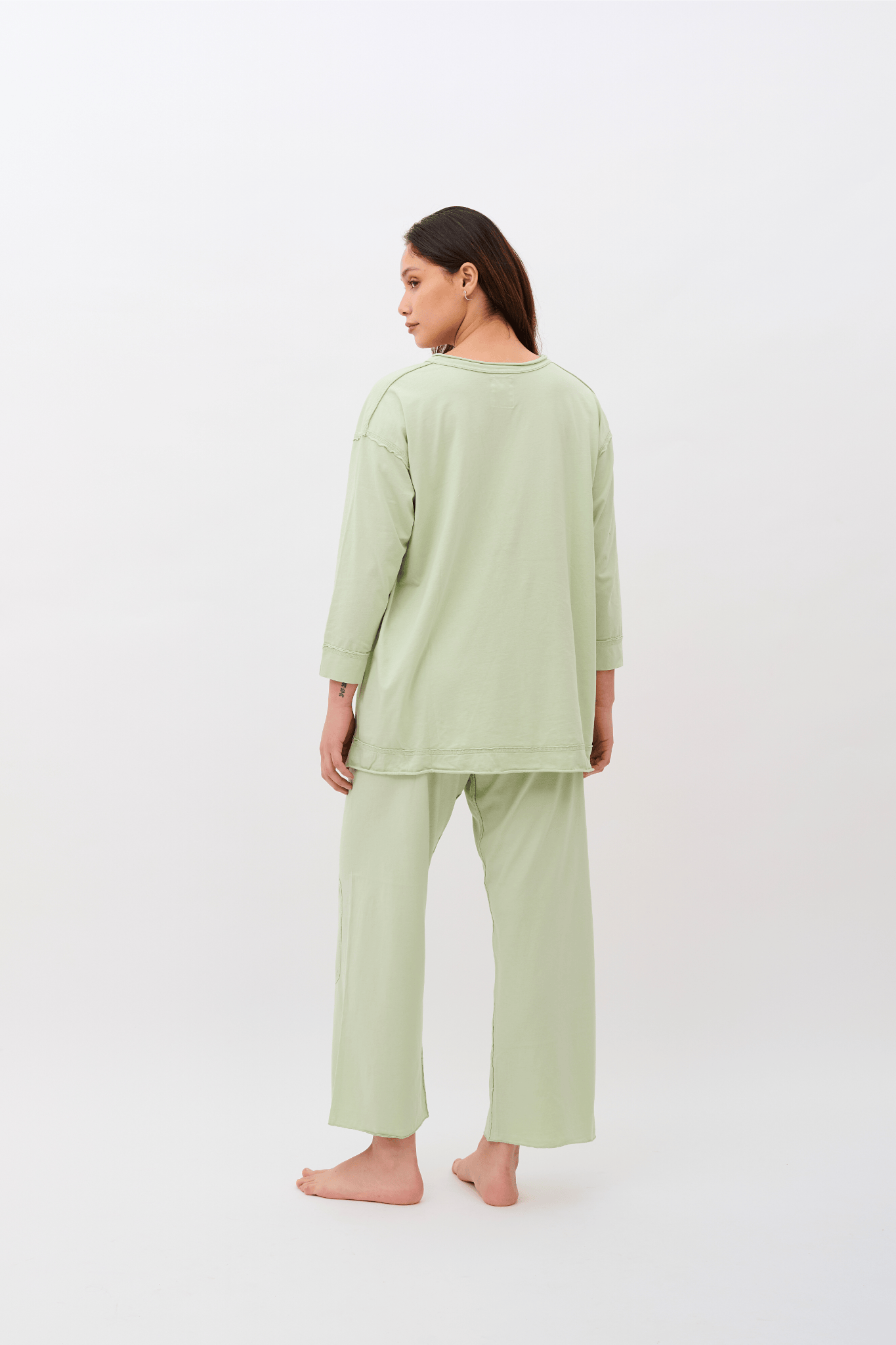 Emma Pajama Set, 100% Organic Pima Cotton  - Light Sage