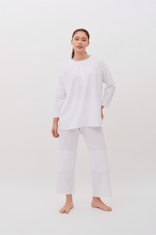 Emma Pajama Set, 100% Organic Pima Cotton - White