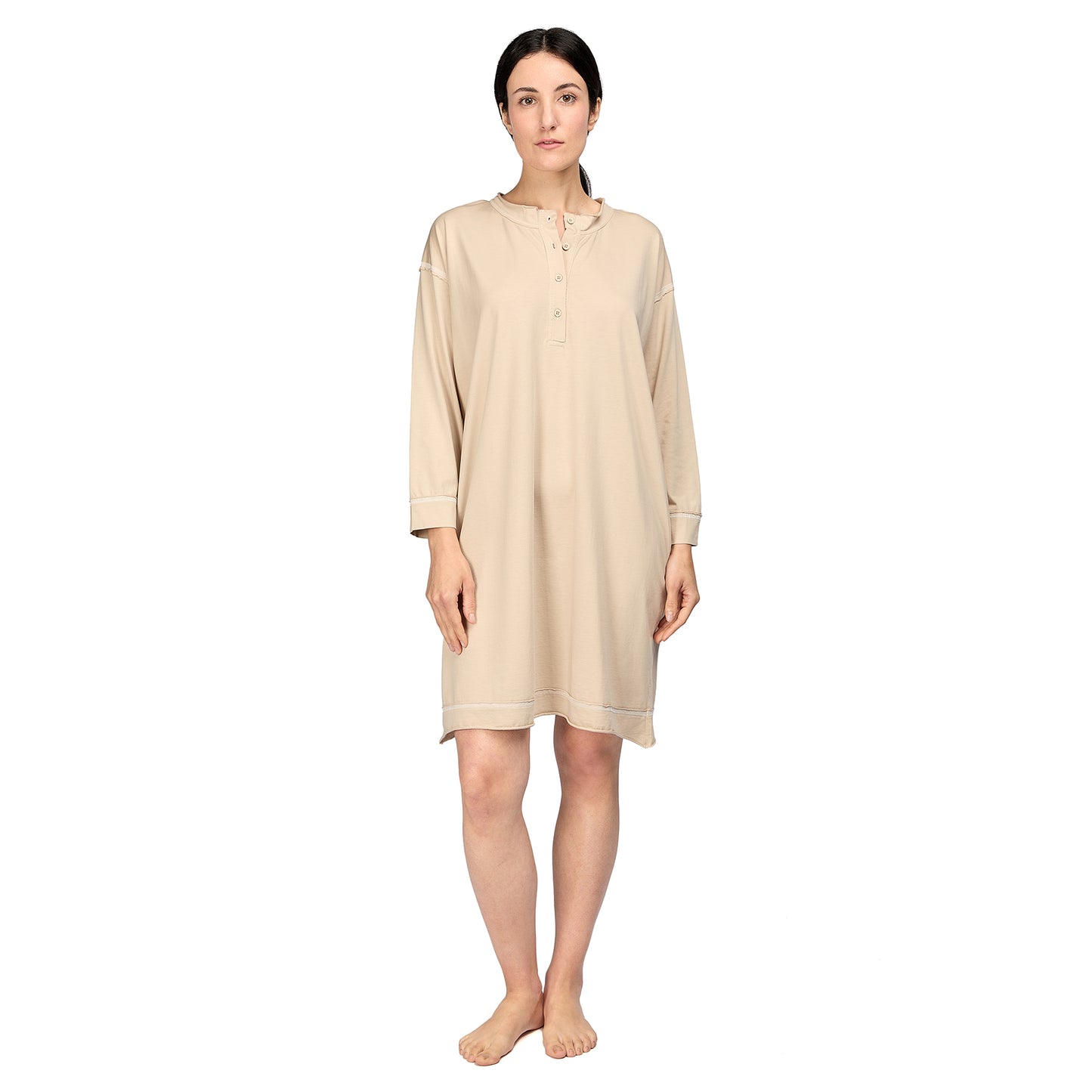 Vera Women's 100% Organic Peruvian Pima Cotton Nightgown - Sand