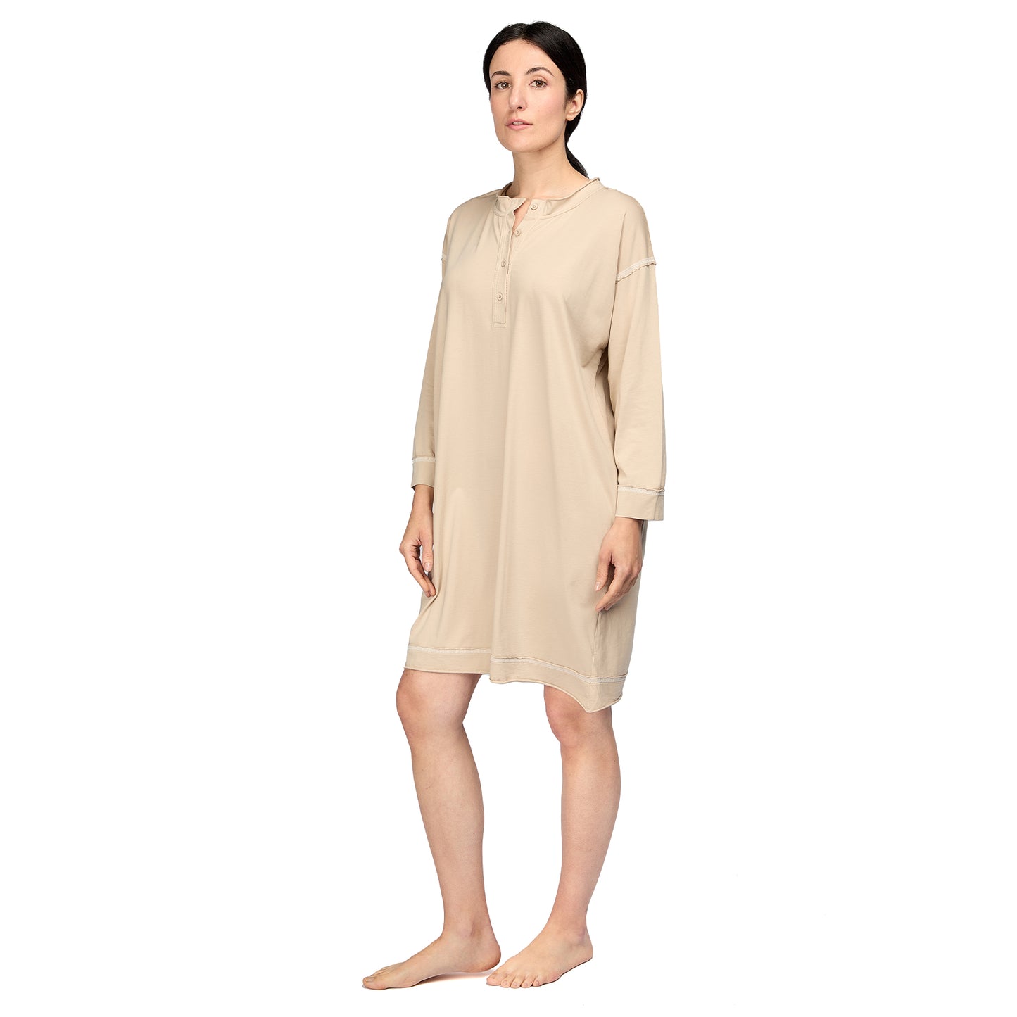 Vera Women's 100% Organic Peruvian Pima Cotton Nightgown - Sand