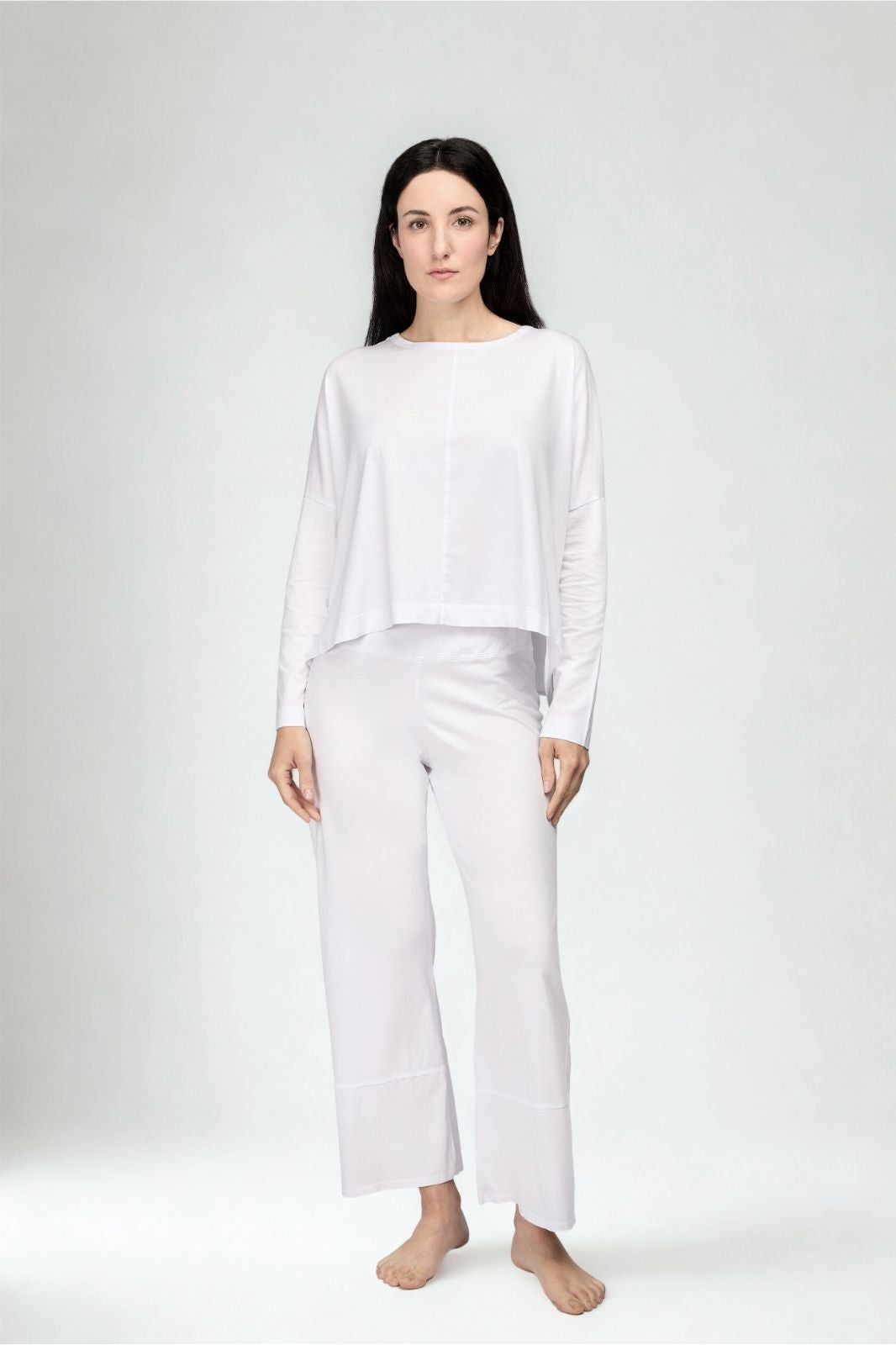 Niki Women's Pajama Set 100% Organic Pima Cotton Top White