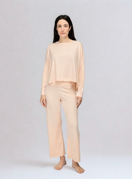 Niki Women's Pajama Set 100% Organic Pima Cotton Top Cloud Pink