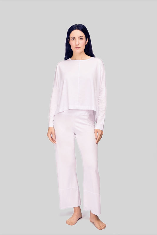 Niki Women's Pajama Set 100% Organic Pima Cotton - White