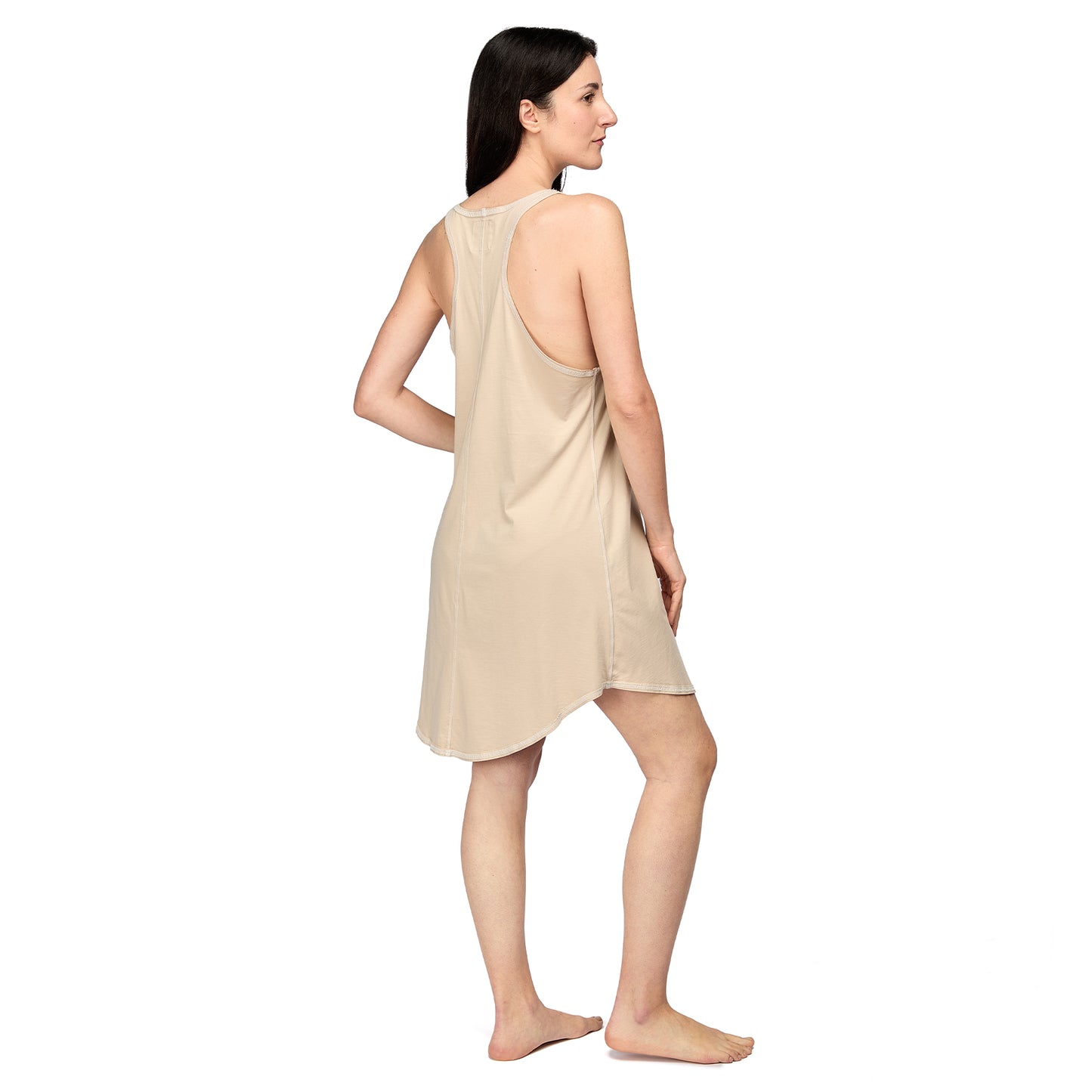 Alessia Sleeveless Sleep dress & Nightgown, 100% Pima Organic Cotton - Sand